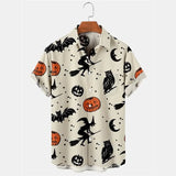 Advbridge Men's Shirt Skull Pumpkin Ghost Halloween Print Hawaiian Short Sleeve Shirt S Comfort Clothing Fashion Design Men's Open Lapel T