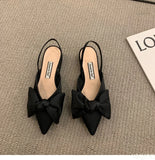 Advbridge Bow Sandals Women Summer Pointed Low Heel Sandals Women Fashion Baotou Thin Strap Sandals High Heels Sandalias De Mujer