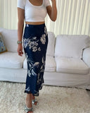 ADVBRIDGE  -  Women's Silk Satin Printed Skirt Woman Traf-store Skirts Clothing Korean Dongdaemun Winter Y2k High Quality