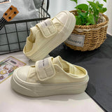 ADVBRIDGE  -  Women Pink Canvas Shoes Hook Female Students Solid Black Sneaker Thick Sole Low Top Beige Casual Shoes Tennis Sport Shoes