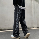 Advbridge  Retro Y2k Black Baggy Jeans Men Women Fashion Harajuku High Waist Printed Denim Trouser Female Hip Hop Streetwear Wide Leg Pants