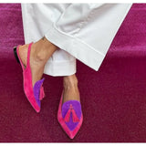 ADVBRIDGE  -  New Summer Color Block Women's Shoes 40-43 Large Pointed Tassel Low Heel Back Air Sandals High Heels Womens Shoes