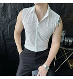 ADVBRIDGE  -  Slim Korean Style Sleeveless Trendy Business Casual Men's Hollow Cool Breathable Vest Shirt