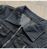 ADVBRIDGE  -  Women Black Denim Jackets Spring Summer New Korean High Street Short Turn Down Collar Jean Coats Chic All-Match Outerwears