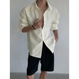 ADVBRIDGE  -  Spring Long Sleeved Shirt Men Fashion Society Mens Black Dress Shirt Korean Loose Casual Shirt Mens White Shirts M-3XL