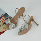 ADVBRIDGE  -  Summer Women Sandals Diamond Bow Decoration Transparent Open Toe Evening Party Wedding Ladies High Heels Woman Shoes