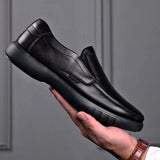 Advbridge -  Winter Warm Fur Loafers Men Leather Casual Shoes Men Walking Footwear Non-slip Thick Sole Warm Men's Sneakers Leather Moccasins