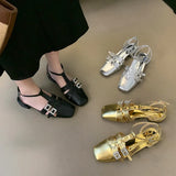 Advbridge Weave Flat Roman Sandals for Women Crystal Buckle Square Toe Low Heel Slingback Shoes Fashion Designer Shoes Sandalias De Mujer
