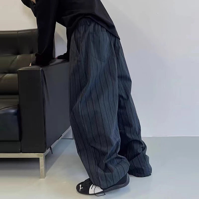 Advbridge Men Trendy American Vintage Striped Oversized Streetwear Baggy Pants Y2K Harajuku Hip Hop Casual Wide Leg Trousers Pantalones