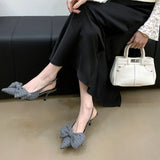 ADVBRIDGE  -  Striped Bow Design High Heels Women Sexy Pointed Toe Slingbacks Heeled Sandals Summer Comfort Elegant Women Pumps Office Shoes