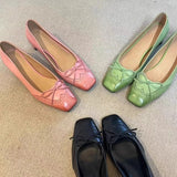 ADVBRIDGE  -  Fashion Designer Dress Shoes Female  Square Toe Pumps Bowknot Shallow Low Heel Office Women Shoes Retro Elegant High Heels Women