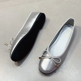 ADVBRIDGE  -  Sweet Bow Round Toe Red Mary Jane Shoes Woman Luxury High Quality Patent Leather Ballet Flats Comfort Soft Sole Wedding Shoes