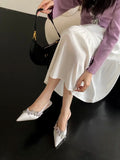 ADVBRIDGE  -  Sexy Crystal Butterfly-knot Women Pumps Elegant Pointed Toe Thin Low Heels Slingbacks Prom Shoes Zapatos De Mujer