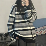 Advbridge Pullovers Women Striped Loose Teens Winter Sweater Streetwear Cool Unisex College Korean Fashion All-match Tender Casual Retro