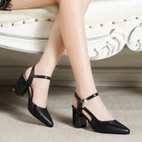 Advbridge Zapatos De Mujer Women Casual Pointed Toe Black Patent Leather Buckle Strap High Quality Heel Shoes for Party A1021