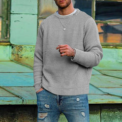 Advbridge Vintage Winter Solid Knitted Tops Men Clothing  Autumn Waffle Long Sleeve Pullover Sweatshirts Fashion O-Neck Shirts T-Shirt