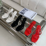 ADVBRIDGE  -  Red Heeled Sandals Women Belt Strap Ankle Summer Shoes Sexy Open Toe Ladies High Heels White Black Sandalias Mujer