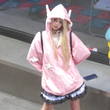 Advbridge Kawaii Hoodies Women Japanese Y2k Star Girl Pink Harajuku Gothic Angel Zipper Sweatshirts Oversize Cutecore Lolita Tops