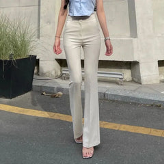 ADVBRIDGE  -  Korea High Waist Women Casual Pants Y2K Elegant Office Lady Slim Flared Pants Fashion Solid Streetwear All Match Female Trousers