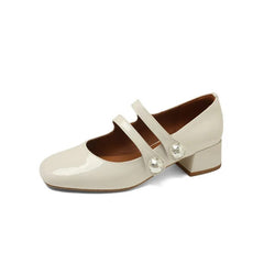 Advbridge New Spring Mary Jane Shoes Casual Shoes Chunky Heels Shoes for Women Square Toe Women Pumps Zapatos Mujer Large Size 34-43