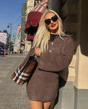 Advbridge Elegant Fashion Knitted Skirts Sets Women Single Breasted Sweater Cardigan and Mini Skirts Winter Casual 2 Piece Set 2024 Solid