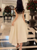 ADVBRIDGE  -  Luxury French Elegant Vintage White Midi Dress Slim Wasit Sleeveless A-Line Momen's Dresses Prom Female Clothes New Mujer 2025