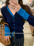 Advbridge Autumn Fake Two-Piece Set Sweet Knitting Women Cardigans New Contrast Color Fashion Single Breasted Slim Casual Female Cardigans