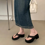 ADVBRIDGE  -  White Flip Flops Woman Slippers Black Chunky Platform Heels Sandals Summer Ladies Shoes Pink Sandalias De Mujer 2025