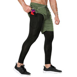 Advbridge Casual Jogging Solid Mid Waist Pockets Gym Pants Men Clothing Loose Fake Two Piece Fast Dry Trousers Male Baggy Shorts