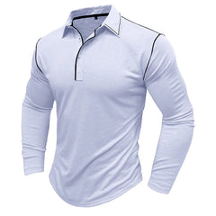 Advbridge Fashion Buttoned Lapel Patch Pocket Design Polo Top Men Shirt Casual Solid Color Long Sleeve Polo T-shirt Fall Mens Polo Shirts