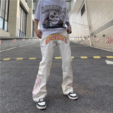 Advbridge Y2K retro street print alphabet star jeans men and women hip-hop high street spring and autumn loose straight drag casual pants