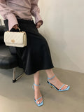 ADVBRIDGE  -  7cm Stiletto Heel Sandals Blue Belt Heels Party Dress Shoes Woman Burgundy Sandals  Summer Stilettos Mujer 2025 Tendencia
