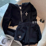 Advbridge New casual sports hooded sweatshirt set shorts fashio high street all cotton two piece sets womens outifits y2k streetwear