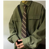 Advbridge Autumn Green Black Shirt Men Fashion Social Mens Dress Shirt Korean Loose Long Sleeve Shirts Mens Pocket Tooling Shirt M-3XL