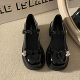 ADVBRIDGE  -  Mary Jane Shoes for Women with Bow Black Woman Pumps Round Toe Medium Heels Genuine Mark Korean Style Wholesale Fashion Vacation