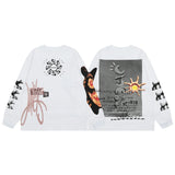 Advbridge Y2k Streetwear Graffiti Long Sleeve Cotton Tshirts for Men and Women Crew Neck Ropa Hombre Baggy Tshirts Oversized  Top Tees