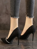 ADVBRIDGE  -  Pure Desire Elegant High Heels Shoes Female Sequin Pointy Fariy Thin Heel Women Shoes Rhinestone Wedding Shoes Korea New Summer