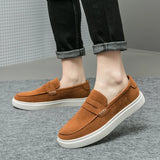 ADVBRIDGE  -  Fashion Trends Mens Black Loafers Shoes Suede Slip on Casual Dress Man Shoes Wedding Office White Soled Leather Shoes Highend