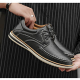 ADVBRIDGE  -  Men's Business Leather Shoes Breathable Non Slip Outdoor Men's Casual Leather Shoes Driving Shoes