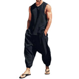 ADVBRIDGE  -  Summer Daily Casual Mens Two Piece Suits Fashion Solid Color Tank Tops And Harren Pants Sets Men Leisure Sleeveless Outfits
