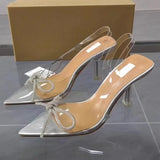 ADVBRIDGE  -  Women's Sandals Summer Clear PVC Rhinestone Bow Wedding Shoes for Ladies High Heels Party Designer Luxury Slingbacks Footwear