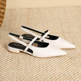 ADVBRIDGE  -  Women's Flat Sandals Minimalist Pointed Flat Sole Shoes One Word Strip with Empty Back Low Heel Women's Shoes Sandalias Mujer