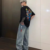 Advbridge Autumn Men's Graffiti Y2K Streetwear Baggy Jeans Hip Hop Fashion Ripped Blue Denim Trousers Punk Straight jean pantalones hombre
