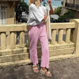 ADVBRIDGE  -  Women Y2K Aesthetic Gingham Print Pants Elastic Waist Dreawstring Wide Leg Trousers Checkered Casual Lounge Pants