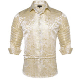 Advbridge New Luxury Silk Designer Men's Shirt Long Sleeve Social Button Down Collar Dress Shirts Blouse Prom Party Men Clothing