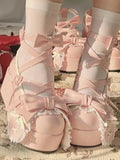 Advbridge Summer Lovely Bow Strap Lolita Shoes for Women Sweet Bowtie Platform Mary Janes Woman Patent Leather Non-Slip Cute Flats