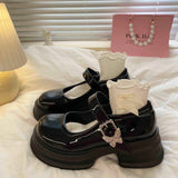 ADVBRIDGE  -   Lolita Style Girls Mary Janes,Young Women Students Mid Heels Sweet Butterfly Buckle Strap Elevator Shoes