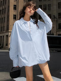 Advbridge Oversized Shirts Dress Women 2024 New Fashion Baggy Turn Collar Cover-up Femme Casual Loose Holiday Beach Dresses Womens