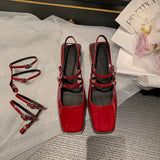 Advbridge Fashion Sandals Women New High Quality Real Leather Square Head Open Heel Ankle Buckle Strap High Heel Modern Open Shoes
