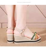 ADVBRIDGE  -  Summer women's shoes wedged sandals women's thick sole increase waterproof platform muffin bottom clasp color outside wear